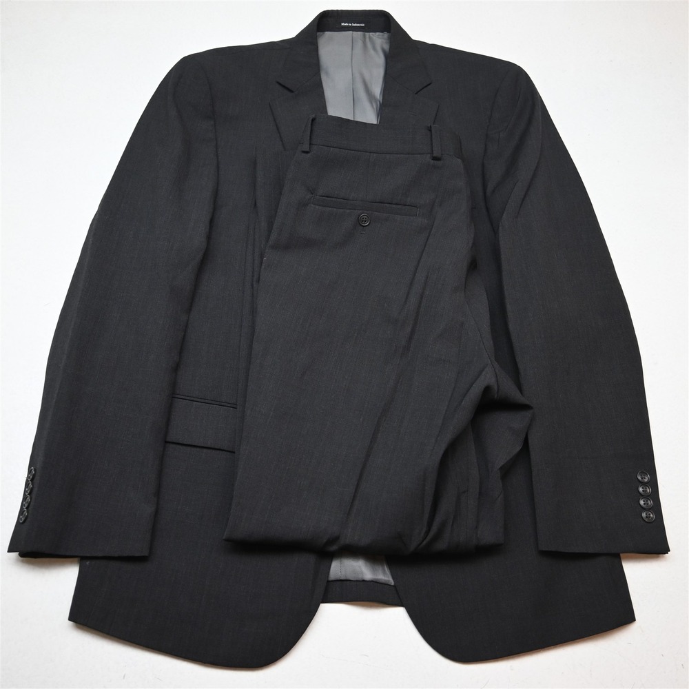Pronto Uomo 42L 36x32 Charcoal Gray Wool Mens Jacket Pants Suit